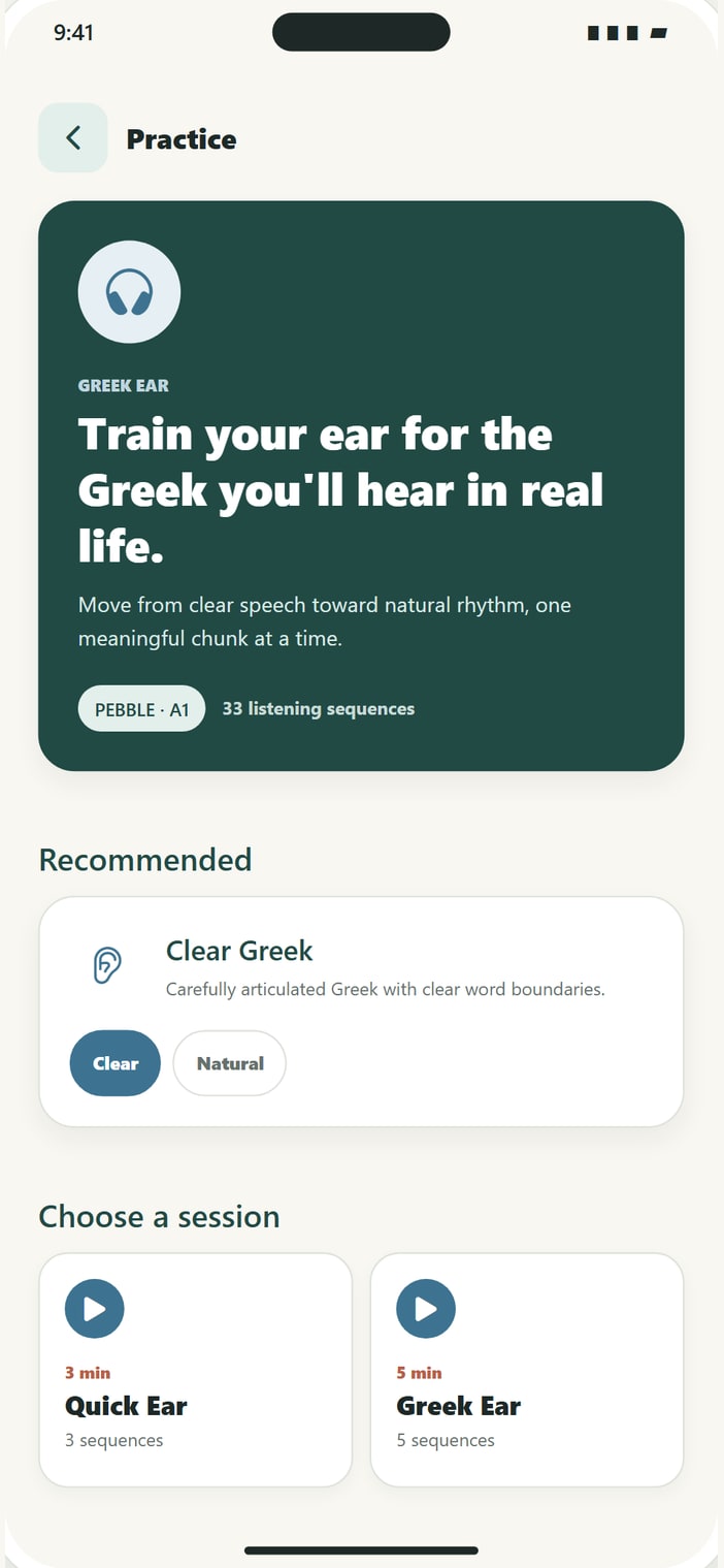GreekMate Greek Ear screen with Clear and Natural listening modes